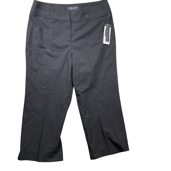 Larry Levine Pants - Larry Levine Crop Pants Womens 10 Black Stretch Decorative Button SR8148HL9